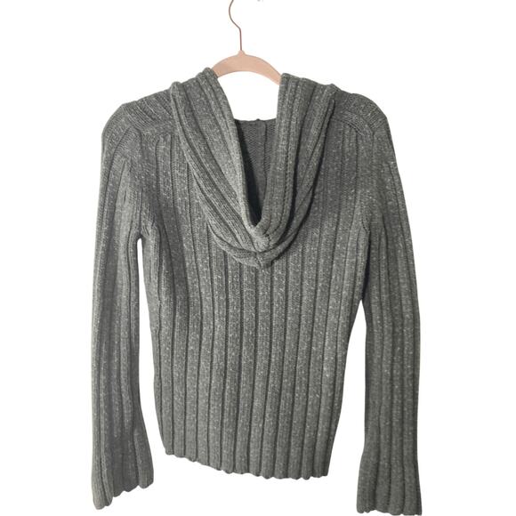 Express Women's Wool Heathered Gray Rug Carpet Patterned Texture Hoodie - Picture 4 of 5